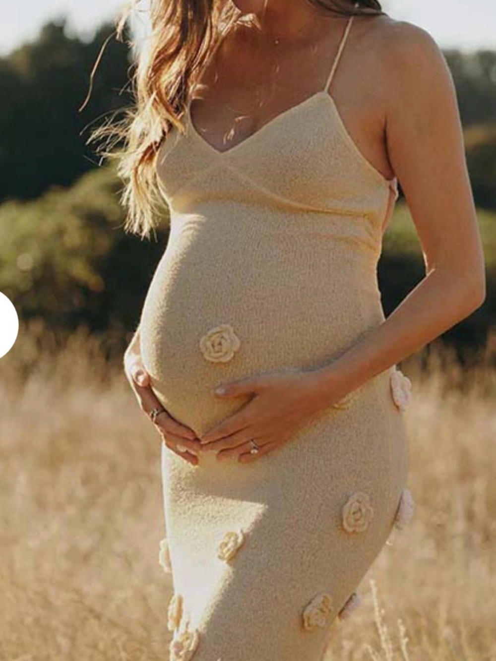 Backless Spaghetti Strap Maternity Dress in Cream